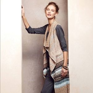Anthropologie Oullins Long Cardi Vest